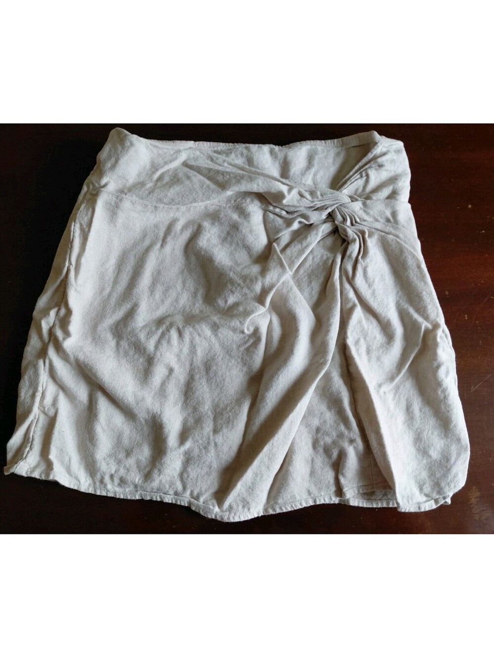 Abercrombie & Fitch Linen Blend Mini Twist Skirt Beige Womens  Medium